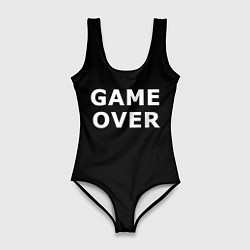 Купальник-боди 3D женский Game over white logo, цвет: 3D-принт