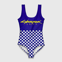 Купальник-боди 3D женский Cyberpunk 2077 клетка, цвет: 3D-принт