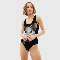 Купальник-боди 3D женский Кот - Бу испугался мем, цвет: 3D-принт — фото 2