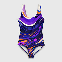 Купальник-боди 3D женский Разноцветная абстракция разводов, цвет: 3D-принт