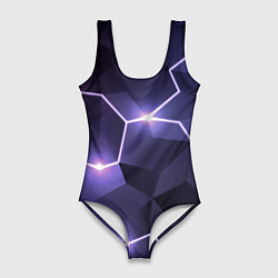 Купальник-боди 3D женский Молниеносная геометрия с подсветкой, цвет: 3D-принт