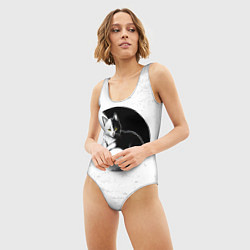 Купальник-боди 3D женский Кот инь ян, цвет: 3D-принт — фото 2