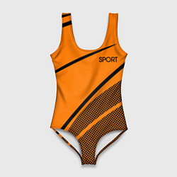 Женский купальник-боди Sport оранжевый с чёрным точечный