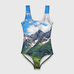 Женский купальник-боди Домбай - горный пейзаж на Северном Кавказе