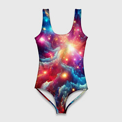 Купальник-боди 3D женский Colorfull neon space clouds - ai art fantasy, цвет: 3D-принт
