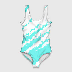Купальник-боди 3D женский The color is light blue and white, цвет: 3D-принт