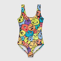 Купальник-боди 3D женский Милые монстрики пришельцы, цвет: 3D-принт