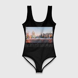 Купальник-боди 3D женский Санкт-Петербург Смольный собор, цвет: 3D-принт