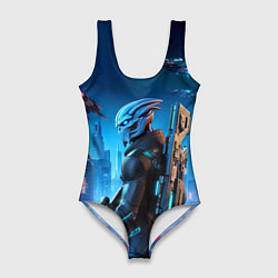 Купальник-боди 3D женский Mass Effect - neon glow fantastic, цвет: 3D-принт