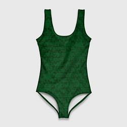 Купальник-боди 3D женский Тёмно-зелёный текстурированный, цвет: 3D-принт
