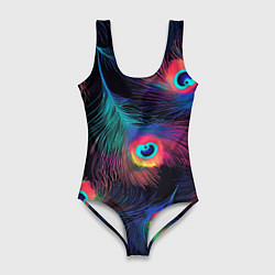 Женский купальник-боди Павлиньи перья - разные оттенки