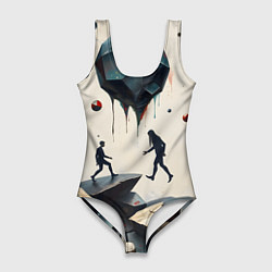 Женский купальник-боди Сюрреалистичные люди и камни