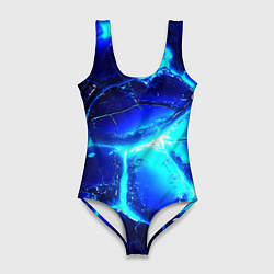 Купальник-боди 3D женский Синие плиты лед, цвет: 3D-принт