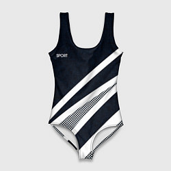 Женский купальник-боди Sport тёмно-синий с полосами