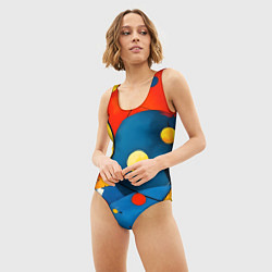 Купальник-боди 3D женский Динамичный красочный паттерн, цвет: 3D-принт — фото 2