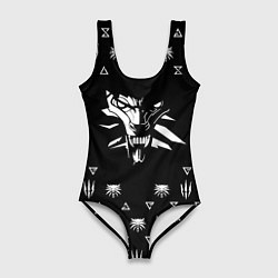 Купальник-боди 3D женский Ведьмак логотипы, цвет: 3D-принт