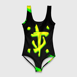 Купальник-боди 3D женский Doom огненное лого краски, цвет: 3D-принт