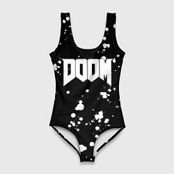 Женский купальник-боди Doom белые краски всплеск