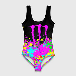 Купальник-боди 3D женский Monster energy краски неоновые, цвет: 3D-принт