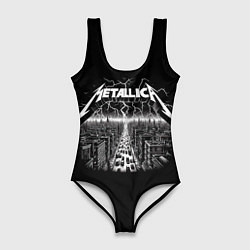 Купальник-боди 3D женский Metallica - lightnings in metropolis, цвет: 3D-принт