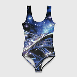 Купальник-боди 3D женский Закрученные линии и звезды - космическая абстракци, цвет: 3D-принт