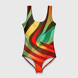 Купальник-боди 3D женский Жаркая полосатая абстракция, цвет: 3D-принт