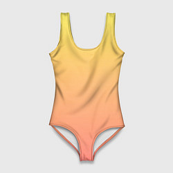 Купальник-боди 3D женский Градиент нежный жёлто-розовый, цвет: 3D-принт