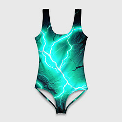 Женский купальник-боди Color light blue black