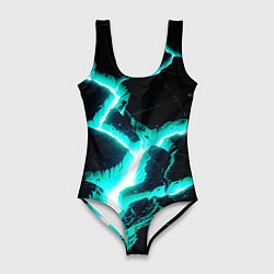 Женский купальник-боди Color light blue black
