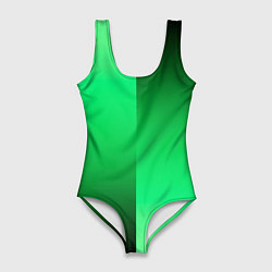 Женский купальник-боди Чёрно-зелёный градиент пополам