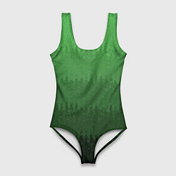 Женский купальник-боди Зеленый градиент текстурные полосы