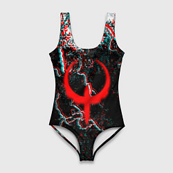 Купальник-боди 3D женский Quake молнии шторм глитч, цвет: 3D-принт