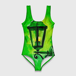 Женский купальник-боди Уличный зелёный фонарь