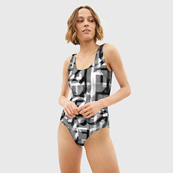 Купальник-боди 3D женский Серый объёмный эффект, цвет: 3D-принт — фото 2