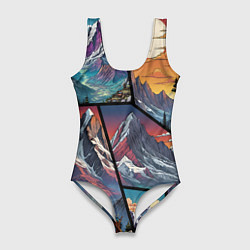 Купальник-боди 3D женский Горы в стиле фэнтези, цвет: 3D-принт