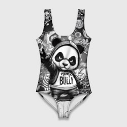 Купальник-боди 3D женский Детёныш панды уличный хулиган на фоне граффити, цвет: 3D-принт