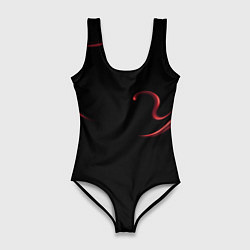 Купальник-боди 3D женский Color red abstraction, цвет: 3D-принт
