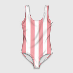 Купальник-боди 3D женский Полосы розозые, цвет: 3D-принт