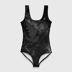 Женский купальник-боди Угольный серый простой абстрактный