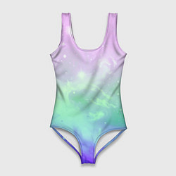 Женский купальник-боди Космический бледный розово-синий