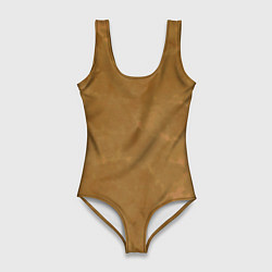 Женский купальник-боди Светлый оливково-коричневый однотонный текстурный