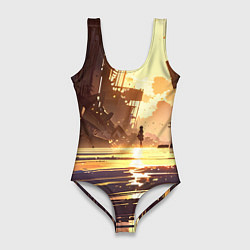 Купальник-боди 3D женский Аниме под солнцем, цвет: 3D-принт