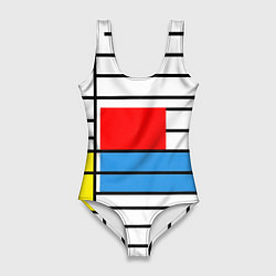 Купальник-боди 3D женский В стиле мондриана, цвет: 3D-принт