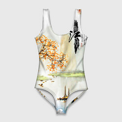 Купальник-боди 3D женский China Landscape, цвет: 3D-принт