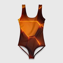 Женский купальник-боди Оранжевые объемные пластины