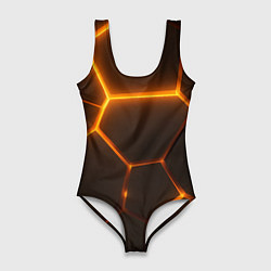 Купальник-боди 3D женский Оранжевое свечение текстура, цвет: 3D-принт