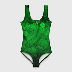 Купальник-боди 3D женский Абстракция - green acid stains, цвет: 3D-принт
