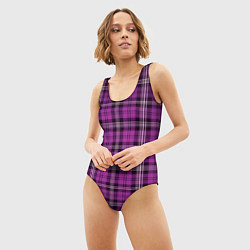 Купальник-боди 3D женский Color pink checkerboard, цвет: 3D-принт — фото 2