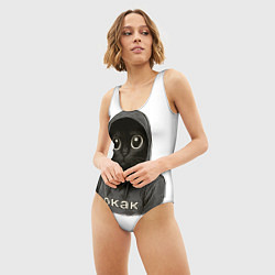 Купальник-боди 3D женский Мем окак с котом, цвет: 3D-принт — фото 2