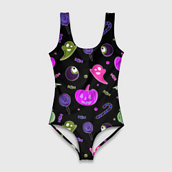 Женский купальник-боди Halloween pink black pumpkin